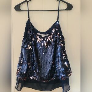 Chelsea & Violet Navy Silver Sequin Tank Top